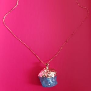 New 14K Gold plated necklace with aquamarine beautiful stone.